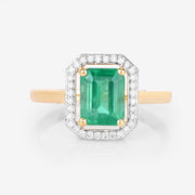 Bids.com 1.62 Carat Genuine Ethiopian Emerald and White Diamond 14K Yellow Gold Ring Rings