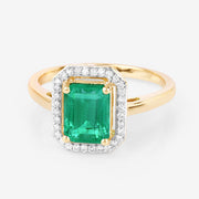 Bids.com 1.62 Carat Genuine Ethiopian Emerald and White Diamond 14K Yellow Gold Ring Rings