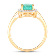 Bids.com 1.62 Carat Genuine Ethiopian Emerald and White Diamond 14K Yellow Gold Ring Rings
