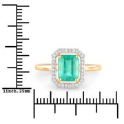 Bids.com 1.62 Carat Genuine Ethiopian Emerald and White Diamond 14K Yellow Gold Ring Rings