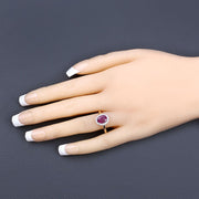 Bids.com 1.59 Carat Genuine Ruby and White Diamond 10K Yellow Gold Ring Rings