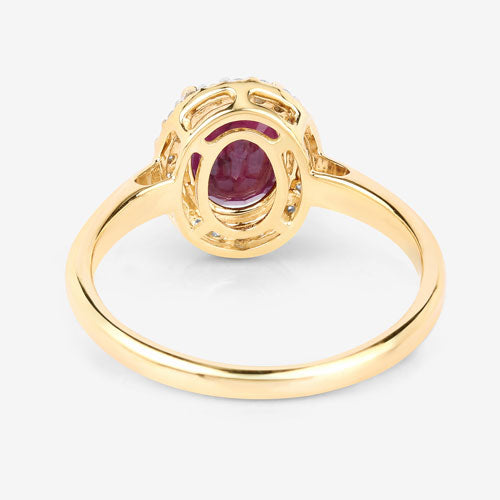 Bids.com 1.59 Carat Genuine Ruby and White Diamond 10K Yellow Gold Ring Rings