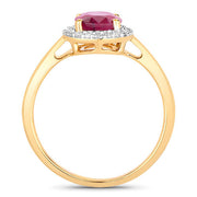 Bids.com 1.59 Carat Genuine Ruby and White Diamond 10K Yellow Gold Ring Rings