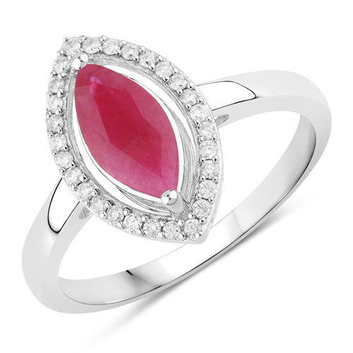Bids.com 1.52 Carat Genuine Ruby and White Diamond 10K White Gold Ring Rings
