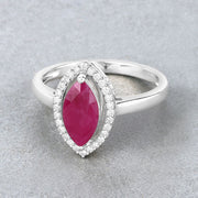 Bids.com 1.52 Carat Genuine Ruby and White Diamond 10K White Gold Ring Rings