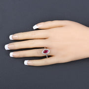Bids.com 1.52 Carat Genuine Ruby and White Diamond 10K White Gold Ring Rings