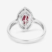 Bids.com 1.52 Carat Genuine Ruby and White Diamond 10K White Gold Ring Rings