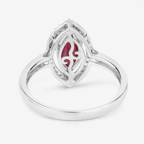 Bids.com 1.52 Carat Genuine Ruby and White Diamond 10K White Gold Ring Rings