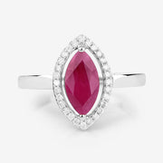 Bids.com 1.52 Carat Genuine Ruby and White Diamond 10K White Gold Ring Rings