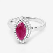 Bids.com 1.52 Carat Genuine Ruby and White Diamond 10K White Gold Ring Rings