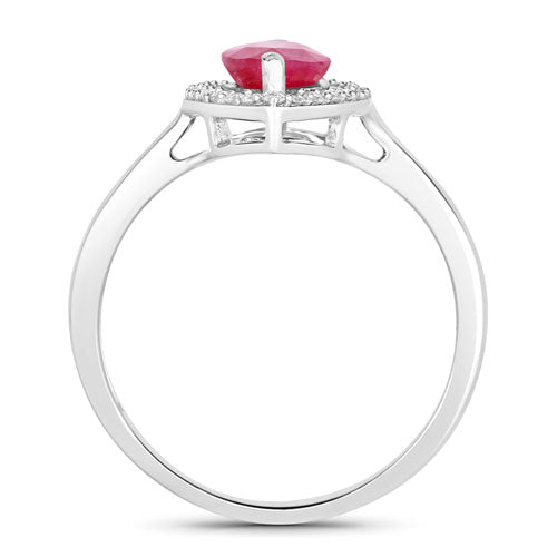 Bids.com 1.52 Carat Genuine Ruby and White Diamond 10K White Gold Ring Rings