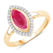 Bids.com 1.52 Carat Genuine Ruby and White Diamond 10K Yellow Gold Ring Rings