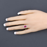 Bids.com 1.52 Carat Genuine Ruby and White Diamond 10K Yellow Gold Ring Rings