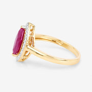 Bids.com 1.52 Carat Genuine Ruby and White Diamond 10K Yellow Gold Ring Rings
