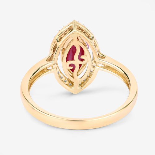 Bids.com 1.52 Carat Genuine Ruby and White Diamond 10K Yellow Gold Ring Rings