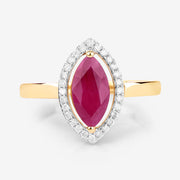 Bids.com 1.52 Carat Genuine Ruby and White Diamond 10K Yellow Gold Ring Rings