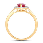 Bids.com 1.52 Carat Genuine Ruby and White Diamond 10K Yellow Gold Ring Rings