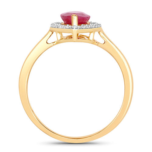 Bids.com 1.52 Carat Genuine Ruby and White Diamond 10K Yellow Gold Ring Rings