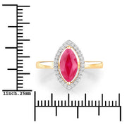 Bids.com 1.52 Carat Genuine Ruby and White Diamond 10K Yellow Gold Ring Rings