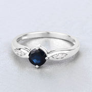Bids.com 0.89 Carat Genuine Blue Sapphire and White Diamond 10K White Gold Ring Rings