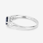Bids.com 0.89 Carat Genuine Blue Sapphire and White Diamond 10K White Gold Ring Rings