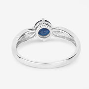 Bids.com 0.89 Carat Genuine Blue Sapphire and White Diamond 10K White Gold Ring Rings