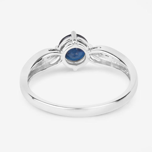 Bids.com 0.89 Carat Genuine Blue Sapphire and White Diamond 10K White Gold Ring Rings