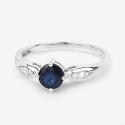 Bids.com 0.89 Carat Genuine Blue Sapphire and White Diamond 10K White Gold Ring Rings