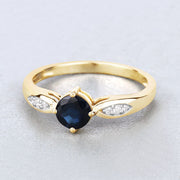 Bids.com 0.89 Carat Genuine Blue Sapphire and White Diamond 10K Yellow Gold Ring Rings