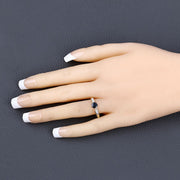 Bids.com 0.89 Carat Genuine Blue Sapphire and White Diamond 10K Yellow Gold Ring Rings