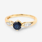 Bids.com 0.89 Carat Genuine Blue Sapphire and White Diamond 10K Yellow Gold Ring Rings