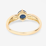 Bids.com 0.89 Carat Genuine Blue Sapphire and White Diamond 10K Yellow Gold Ring Rings