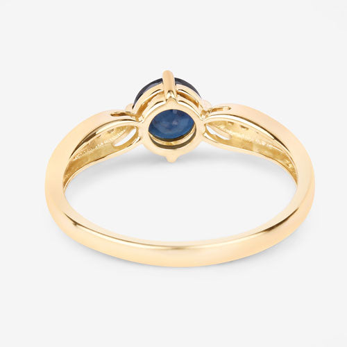 Bids.com 0.89 Carat Genuine Blue Sapphire and White Diamond 10K Yellow Gold Ring Rings