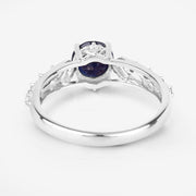 Bids.com 1.13 Carat Genuine Blue Sapphire and White Diamond 10K White Gold Ring Rings