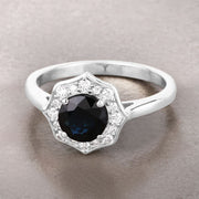 Bids.com 1.34 Carat Genuine Blue Sapphire and White Diamond 10K White Gold Ring Rings
