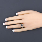 Bids.com 1.34 Carat Genuine Blue Sapphire and White Diamond 10K Yellow Gold Ring Rings
