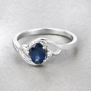 Bids.com 0.98 Carat Genuine Blue Sapphire and White Diamond 10K White Gold Ring Rings