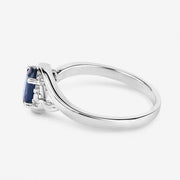 Bids.com 0.98 Carat Genuine Blue Sapphire and White Diamond 10K White Gold Ring Rings