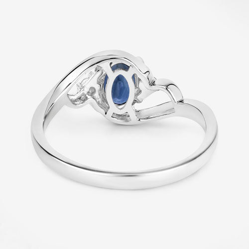 Bids.com 0.98 Carat Genuine Blue Sapphire and White Diamond 10K White Gold Ring Rings
