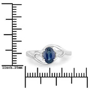 Bids.com 0.98 Carat Genuine Blue Sapphire and White Diamond 10K White Gold Ring Rings