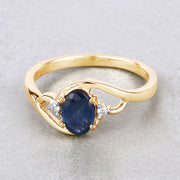 Bids.com 0.98 Carat Genuine Blue Sapphire and White Diamond 10K Yellow Gold Ring Rings