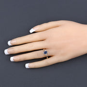 Bids.com 0.98 Carat Genuine Blue Sapphire and White Diamond 10K Yellow Gold Ring Rings