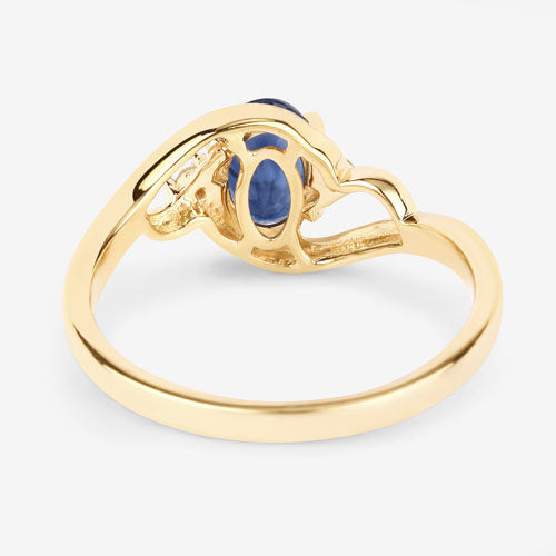Bids.com 0.98 Carat Genuine Blue Sapphire and White Diamond 10K Yellow Gold Ring Rings