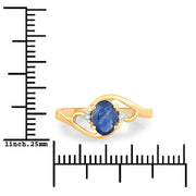Bids.com 0.98 Carat Genuine Blue Sapphire and White Diamond 10K Yellow Gold Ring Rings