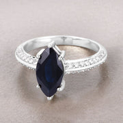 Bids.com 2.39 Carat Genuine Blue Sapphire and White Diamond 10K White Gold Ring Rings