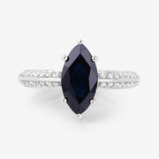Bids.com 2.39 Carat Genuine Blue Sapphire and White Diamond 10K White Gold Ring Rings