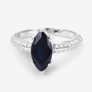 Bids.com 2.39 Carat Genuine Blue Sapphire and White Diamond 10K White Gold Ring Rings