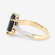 Bids.com 2.39 Carat Genuine Blue Sapphire and White Diamond 10K Yellow Gold Ring Rings