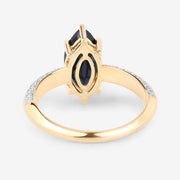 Bids.com 2.39 Carat Genuine Blue Sapphire and White Diamond 10K Yellow Gold Ring Rings
