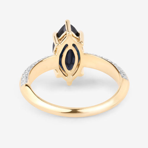 Bids.com 2.39 Carat Genuine Blue Sapphire and White Diamond 10K Yellow Gold Ring Rings